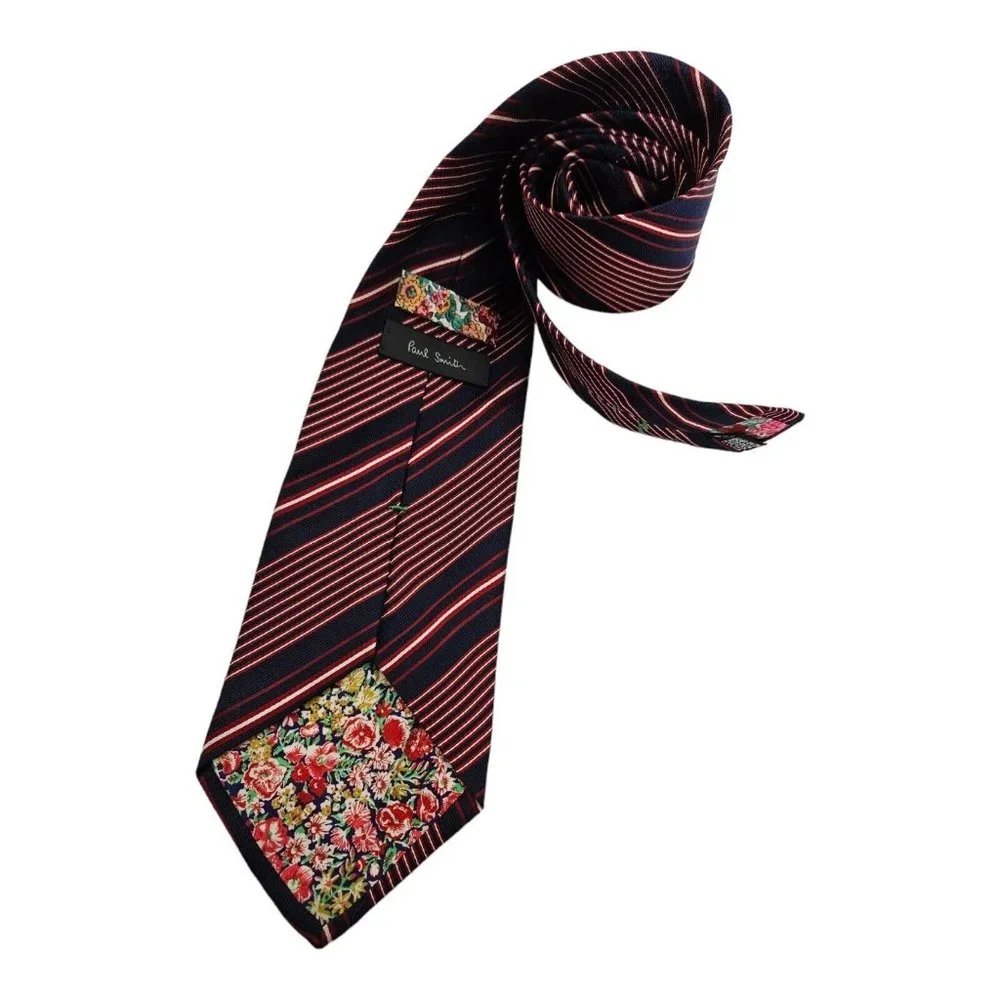 PAUL SMITH Blue Striped Silk Tie ITALY 59